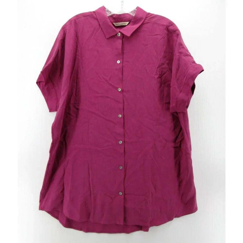 Soft Surroundings Magenta Button Down Shirt - Picture 1 of 11